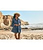 Color:Chambray - Image 6 - Chambray Embroidered Tiered Swim Cover-Up Dress