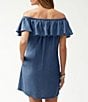 Color:Chambray - Image 2 - Chambray Off-the-Shoulder Swim Cover Up Dress