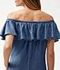 Color:Chambray - Image 4 - Chambray Off-the-Shoulder Swim Cover Up Dress