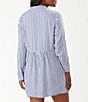 Color:Chambray - Image 2 - Chambray Stripe Boyfriend Shirt Swim Cover-Up