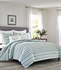 Color:Blue/Silver - Image 1 - Clearwater Cay Striped Seersucker Cotton Reversible Duvet Cover Mini Set