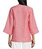 Color:Paradise Pink - Image 2 - Coastalina 3/4 Sleeve V-Neck Tassel Linen Tunic