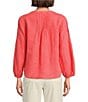 Tommy Bahama Coastalina Pintuck Solid Linen Plain Weave Split V-Neck Long Sleeve Peasant Top, Color:Melon Berry - Image 2