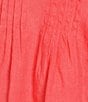 Tommy Bahama Coastalina Pintuck Solid Linen Plain Weave Split V-Neck Long Sleeve Peasant Top, Color:Melon Berry - Image 4