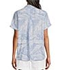 Color:Surf Blue - Image 2 - Collared Neck Short Sleeve Button Front Shirt