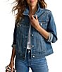 Tommy Bahama Cool Tide Stretch Denim Point Collar Long Sleeves Embellished Front yoke Jacket - Image 1