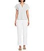 Color:White - Image 3 - Coral Isle Cotton Gauze Island Soft V-Neck Short Sleeve High-Low Hem Shirt