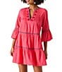 Color:Coral Coast - Image 1 - Cotton Clip Embroidered Tier Swim Cover Up Dress
