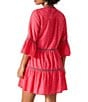 Color:Coral Coast - Image 2 - Cotton Clip Embroidered Tier Swim Cover Up Dress