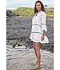 Color:White - Image 3 - Cotton Clip Embroidered Tier Swim Cover Up Dress