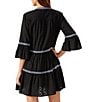 Tommy Bahama Cotton Clip Embroidered Tier Swim Cover Up Dress, Color:Black - Image 2
