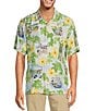 Color:Continental - Image 1 - Disney Postcard To Paradise Short Sleeve Woven Camp Shirt