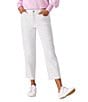 Color:White - Image 1 - Ella Twill Straight Leg High Rise Cropped Jeans