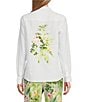 Color:White - Image 2 - Flora Riviera Long Sleeve Notch Collar Button Front Blouse