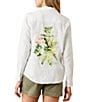 Color:White - Image 6 - Flora Riviera Long Sleeve Notch Collar Button Front Blouse