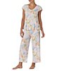 Tommy Bahama Floral Print Jersey Knit V-Neck Short Flutter Sleeve Long Pajama Set - Image 3