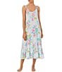 Color:White Multi - Image 1 - Floral Print Sleeveless V-Neck Knit Maxi Sleep Dress