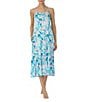 Color:Aqua Print - Image 1 - Floral Sleeveless Round Neck Knit Sleep Dress