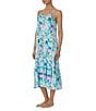 Color:Aqua Print - Image 3 - Floral Sleeveless Round Neck Knit Sleep Dress