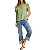 Tommy Bahama Gem Coast Flounced Schiffli V-Neck Tee - Image 6