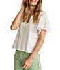 Tommy Bahama Gem Coast Flounced Schiffli V-Neck Tee - Image 1
