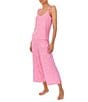 Color:Pink/White - Image 3 - Geometric Print Sleeveless V Neck Knit Cropped Pajama Set