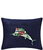 Tommy Bahama Holiday Marlin Blue Velvet Decorative Breakfast Pillow - Image 1