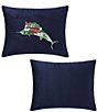 Tommy Bahama Holiday Marlin Blue Velvet Decorative Breakfast Pillow - Image 2