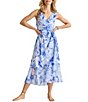 Tommy Bahama Island Bloom Ruffle Surplice V-Neck Sleeveless High Low Ruffle Wrap Midi Dress - Image 1