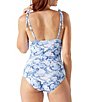 Color:Blue Monday - Image 2 - Island Cays Abalone Printed V-Neck One Piece Swimsuit