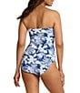 Tommy Bahama Island Cays Blooms Floral Print Sweetheart V-Wire Strapless Tummy Control One Piece Swimsuit, Color:Indigo Tide - Image 2