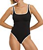Tommy Bahama Island Cays Cabana Texture Square Neck Tie Back Tank One Piece Swimsuit - Image 1