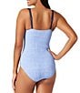 Color:Blue Monday Heather - Image 2 - Island Cays Color Block Tie Front Tummy Control Tank One Piece Swimsuit