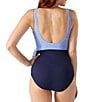 Color:Blue Monday Heather - Image 2 - Island Cays Color Blocked Wrap Front Tummy Control One-Piece Swimsuit