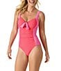 Color:Coral Coast - Image 1 - Island Cays Color Blocked Tie One Piece Swimsuit