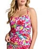 Tommy Bahama Island Cays Fiesta Floral Print Textured Square Neck Reversible Maillot Tankini Swim Top, Color:White Rev - Image 3
