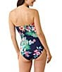 Color:Mare Nave - Image 2 - Island Cays Floral Print Bandeau Tummy Control One Piece Swimsuit