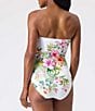 Color:White - Image 2 - Island Cays Floral Print Bandeau Tummy Control One Piece Swimsuit