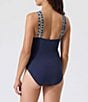 Color:Beaming Blue - Image 2 - Island Cays Ikat High Neck One Piece Swimsuit