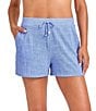 Tommy Bahama Island Cays Solid Textured Elastic Drawstring Waist Pull-On Swim Cover-Up Shorts, Color:Blue Monday - Image 1