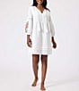 Color:White - Image 1 - Island Cays St. Lucia Floral Embroidery Split V-Neck Swim Cover-Up Dress
