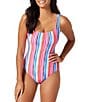 Color:Passion Pink - Image 1 - Island Cays Tropical Oasis Reversible Scoop Neck Lace Back One Piece Swimsuit