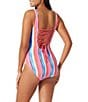 Color:Passion Pink - Image 2 - Island Cays Tropical Oasis Reversible Scoop Neck Lace Back One Piece Swimsuit