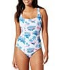 Color:Passion Pink - Image 3 - Island Cays Tropical Oasis Reversible Scoop Neck Lace Back One Piece Swimsuit