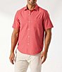 Color:Apple Blossom - Image 1 - IslandZone Bahama Coast Heathered Short-Sleeve Woven Shirt