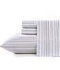 Color:Grey - Image 2 - Kahanu Striped Cotton Percale Sheet Set