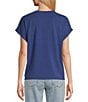Color:Dark Cobalt - Image 2 - Kauai Soft Stretch Knit Jersey V-Neck Short Sleeve T-Shirt