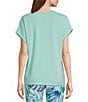 Color:Aquarius - Image 2 - Kauai Soft Stretch Knit Jersey V-Neck Short Sleeve T-Shirt