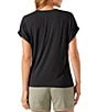 Color:Black - Image 2 - Kauai Soft Stretch Knit Jersey V-Neck Short Sleeve T-Shirt