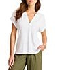 Tommy Bahama Kauai Split V-Neck Short Rolled Sleeve Tee, Color:White - Image 1